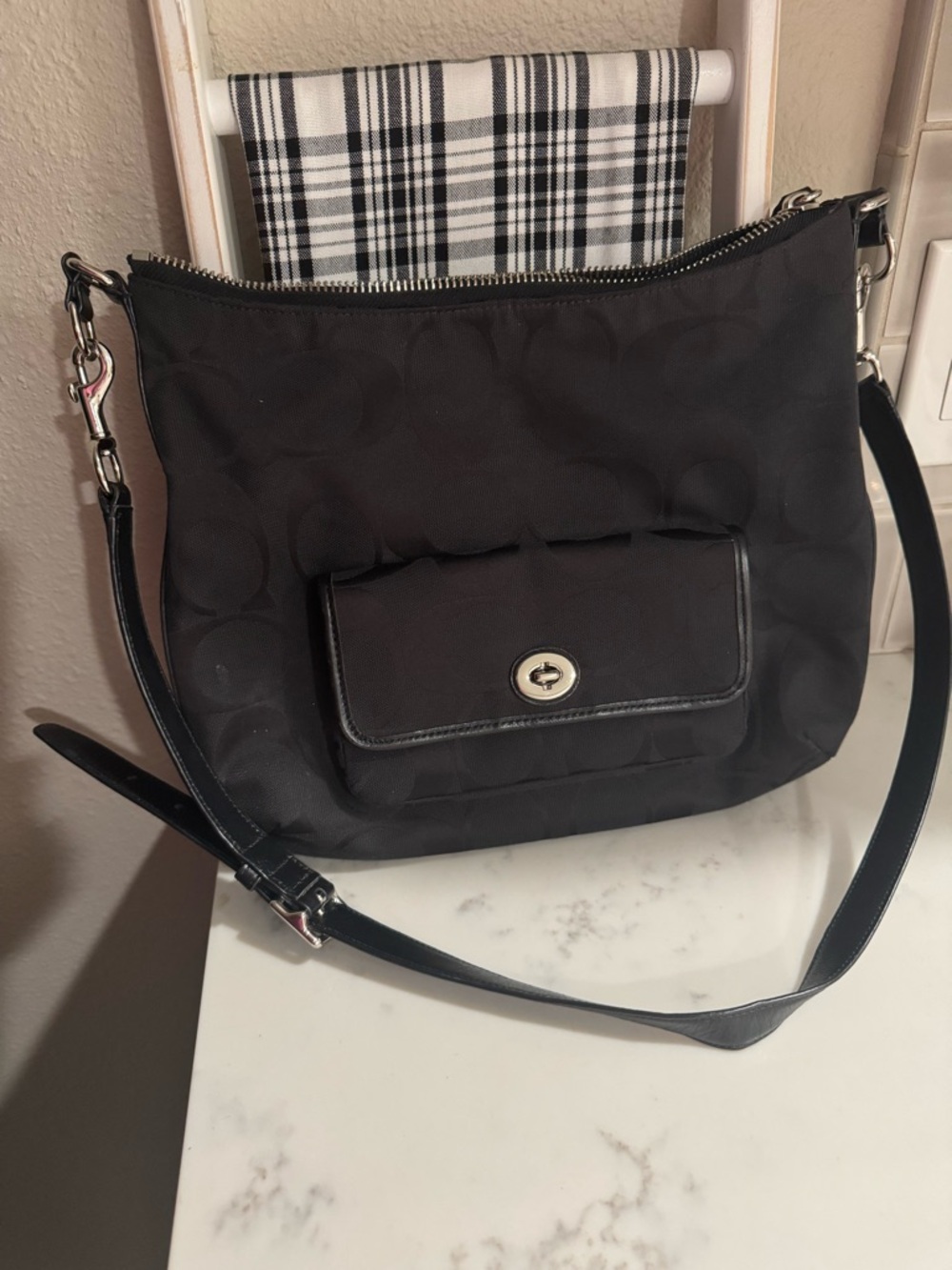 Coach Black Signature  Crossbody Bag